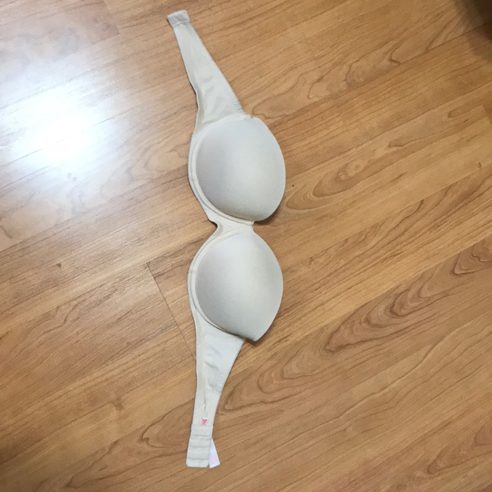 PINK Tan Strapless push up bra.
